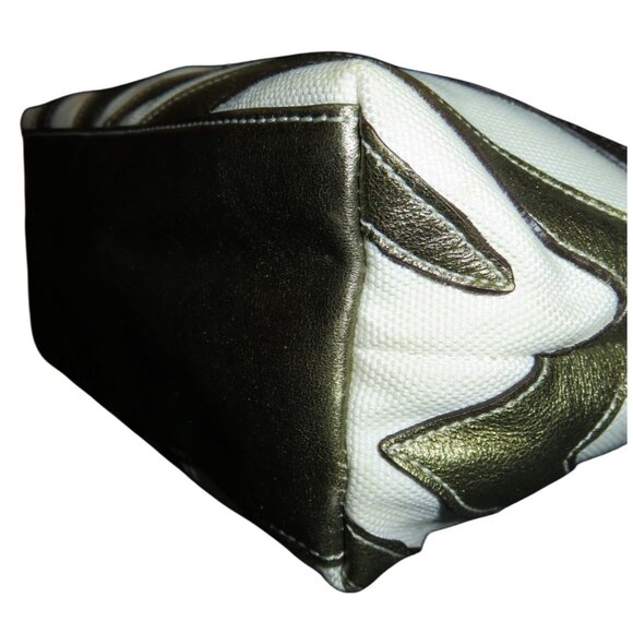 Coach 2005 Canvas & Leather Pochette Demi Bag White w/ gold Zebra Print Accents - Picture 12 of 12